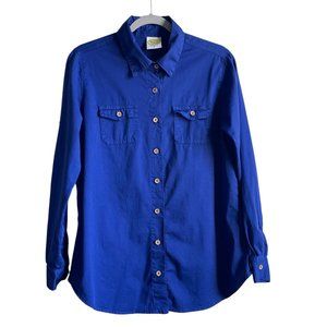 4/$25 Drawstrings of Malibu Long Sleeve‎ Blue Cotton Shirt Travel Wear Women S